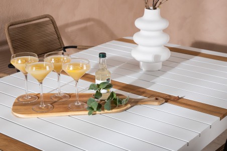 Togo & Lindos matgrupp 1 bord + 4 stolar vit/brun Venture Home