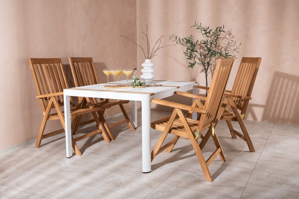 Togo & Kenya matgrupp 1 bord + 4 stolar vit/natur Venture Home