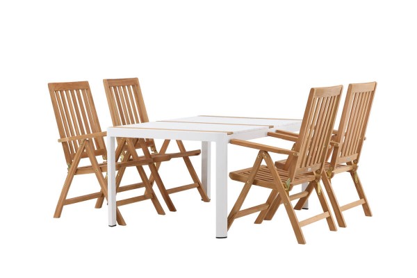 Togo & Kenya matgrupp 1 bord + 4 stolar vit/natur Venture Home
