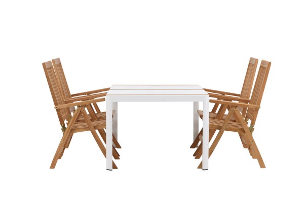 Togo & Kenya matgrupp 1 bord + 4 stolar vit/natur Venture Home