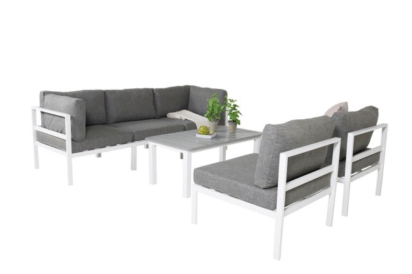 Copacabana & Parma soffgrupp vit/grå Venture Home