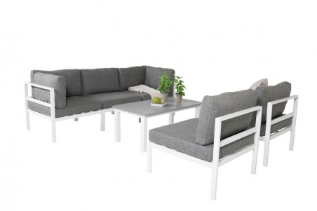 Copacabana & Parma soffgrupp vit/grå Venture Home