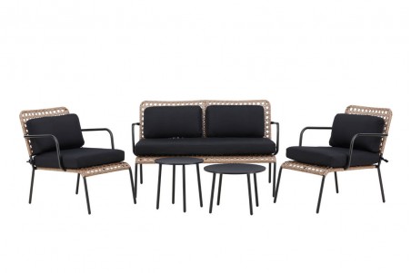 Paola soffgrupp svart/natur Venture Home