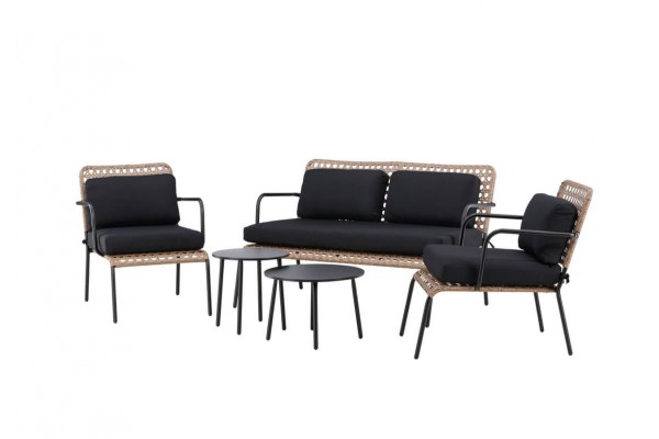 Paola soffgrupp svart/natur Venture Home
