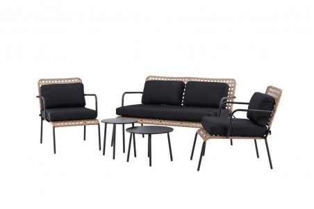 Paola soffgrupp svart/natur Venture Home