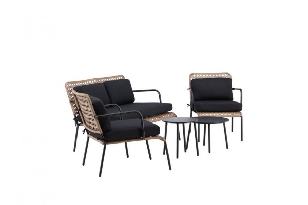 Paola soffgrupp svart/natur Venture Home