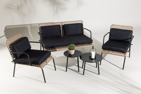 Paola soffgrupp svart/natur Venture Home