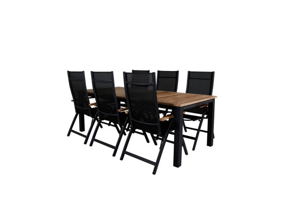 Panama matgrupp 1 bord + 6 stolar svart/natur Venture Home