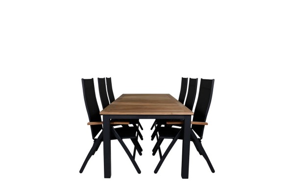 Panama matgrupp 1 bord + 6 stolar svart/natur Venture Home