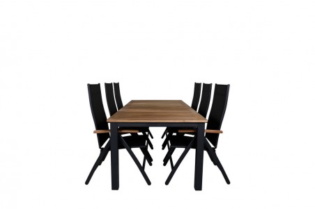 Panama matgrupp 1 bord + 6 stolar svart/natur Venture Home