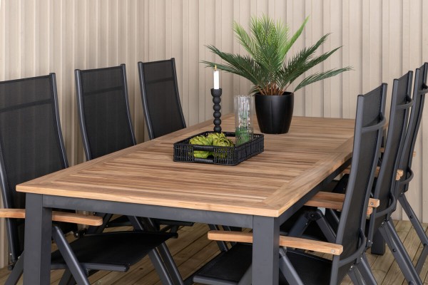 Panama matgrupp 1 bord + 6 stolar svart/natur Venture Home