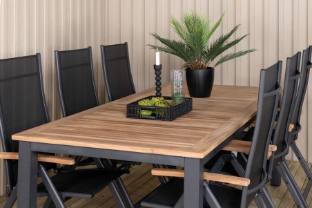 Panama matgrupp 1 bord + 6 stolar svart/natur Venture Home