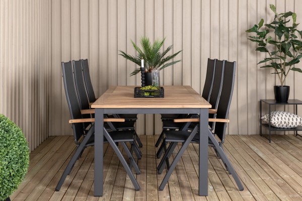 Panama matgrupp 1 bord + 6 stolar svart/natur Venture Home