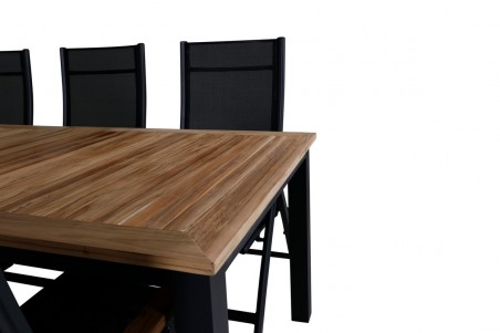 Panama matgrupp 1 bord + 6 stolar svart/natur Venture Home