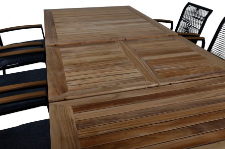 Panama & Dallas matgrupp 1 bord + 6 stolar svart/natur Venture Home