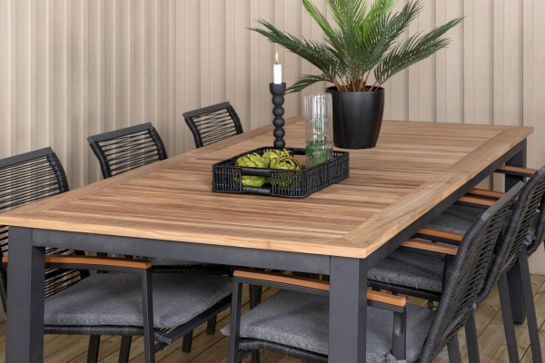 Panama & Dallas matgrupp 1 bord + 6 stolar svart/natur Venture Home
