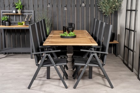 Panama & Break matgrupp 1 bord + 8 stolar svart/natur Venture Home