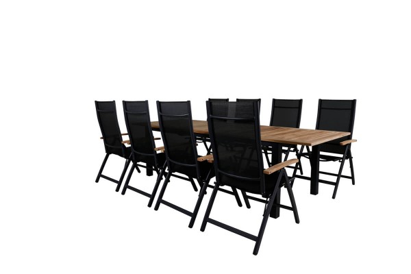 Panama matgrupp 1 bord + 8 stolar svart/natur Venture Home