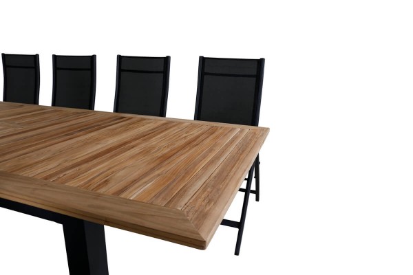Panama matgrupp 1 bord + 8 stolar svart/natur Venture Home