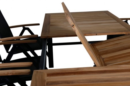 Panama matgrupp 1 bord + 8 stolar svart/natur Venture Home