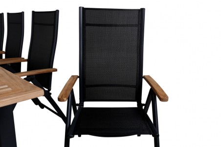 Panama matgrupp 1 bord + 8 stolar svart/natur Venture Home