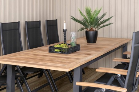 Panama matgrupp 1 bord + 8 stolar svart/natur Venture Home