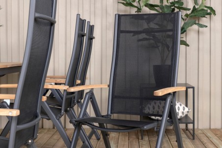 Panama matgrupp 1 bord + 8 stolar svart/natur Venture Home