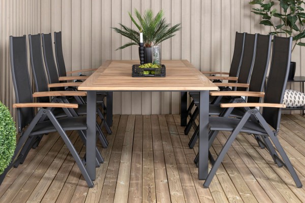 Panama matgrupp 1 bord + 8 stolar svart/natur Venture Home