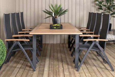 Panama matgrupp 1 bord + 8 stolar svart/natur Venture Home