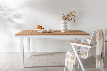 Panama matbord 160/240x90x75 cm vit/natur Venture Home