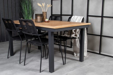 Panama matbord 160/240x90x75 cm svart/natur Venture Home