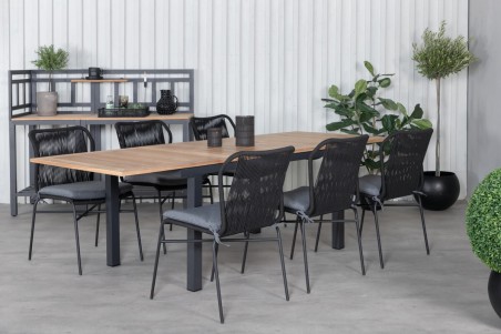 Panama matbord 152/210x90x75 cm svart/natur Venture Home