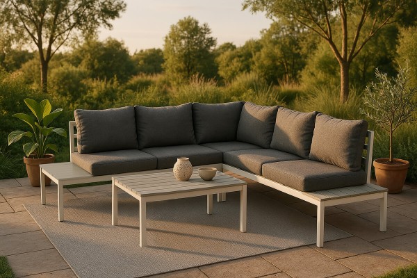 Odense hörngrupp vit/grå Venture Home