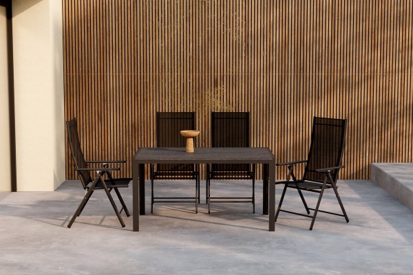 Mirko & Levanzo matgrupp 1 bord + 4 stolar svart Venture Home