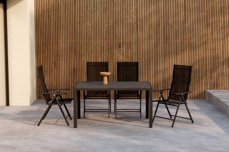 Mirko & Levanzo matgrupp 1 bord + 4 stolar svart Venture Home
