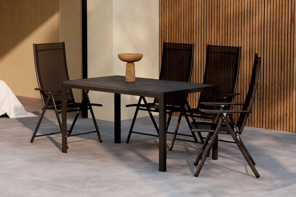 Mirko & Levanzo matgrupp 1 bord + 4 stolar svart Venture Home