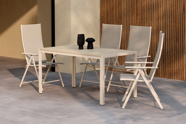 Mirko & Levanzo matgrupp 1 bord + 4 stolar beige Venture Home