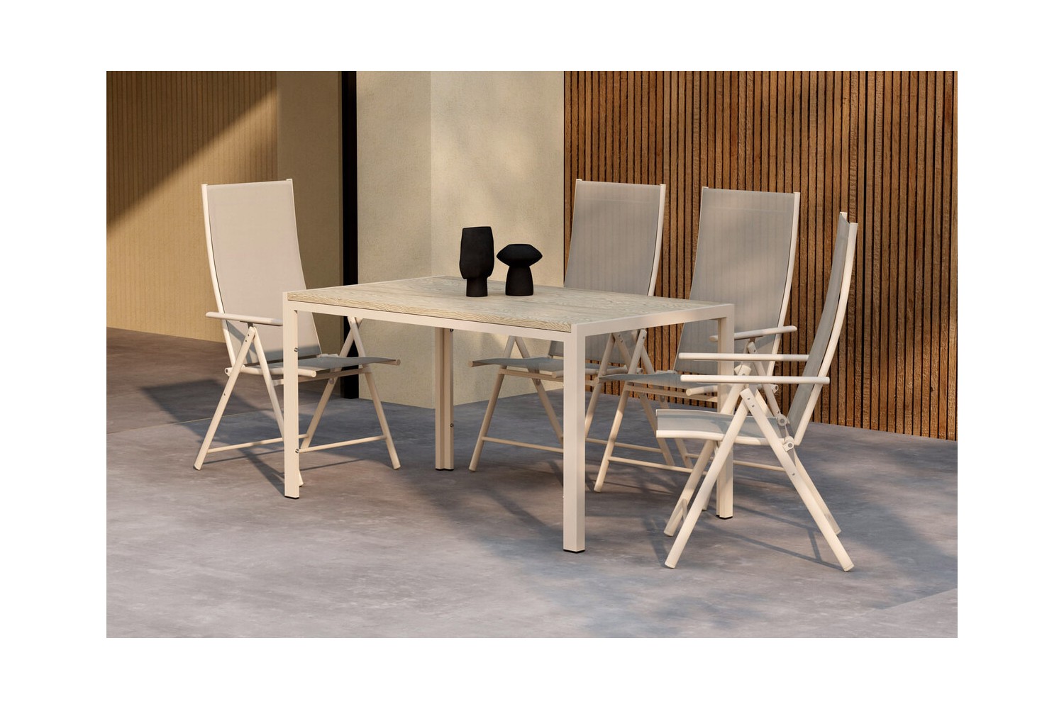 Mirko & Levanzo matgrupp 1 bord + 4 stolar beige Venture Home Mirko & Levanzo matgrupp 1 bord + 4 stolar beige Venture Home
