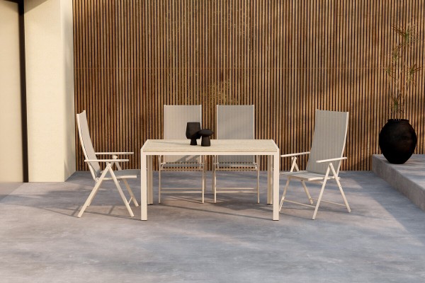 Mirko & Levanzo matgrupp 1 bord + 4 stolar beige Venture Home