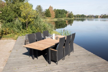 Mexico matbord 180/240x90x75 cm svart/natur Venture Home