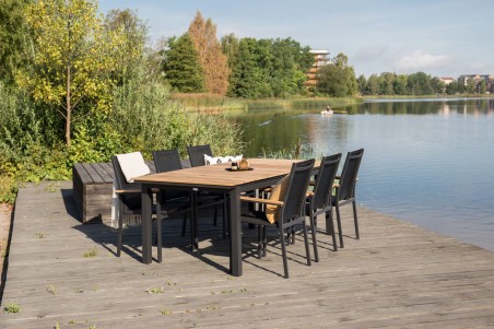Mexico matbord 180/240x90x75 cm svart/natur Venture Home