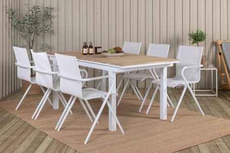 Mexico matbord 180/240x90x75 cm vit/natur Venture Home