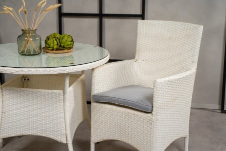 Volta & Malin matgrupp 1 bord + 2 stolar vit Venture Home