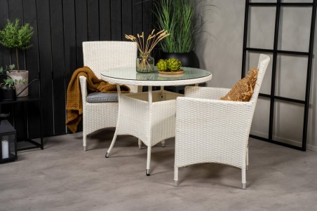 Volta & Malin matgrupp 1 bord + 2 stolar vit Venture Home