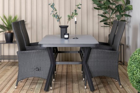 Virya & Padova matgrupp svart/grå Venture Home
