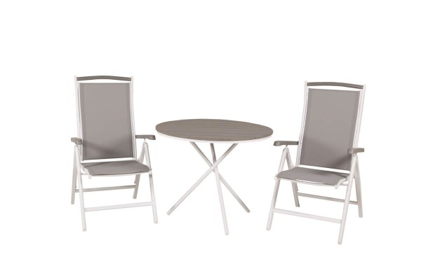 Parma & Albany matgrupp 1 bord + 2 pos.stolar vit/grå Venture Home