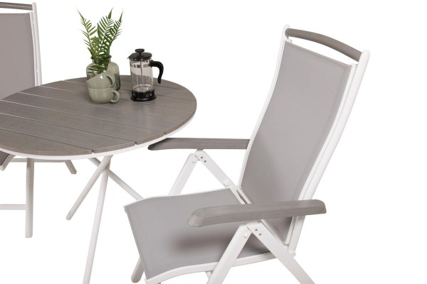 Parma & Albany matgrupp 1 bord + 2 pos.stolar vit/grå Venture Home