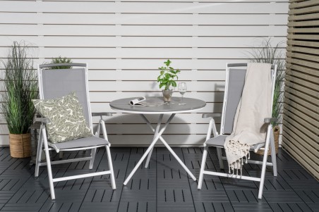 Parma & Albany matgrupp 1 bord + 2 pos.stolar vit/grå Venture Home