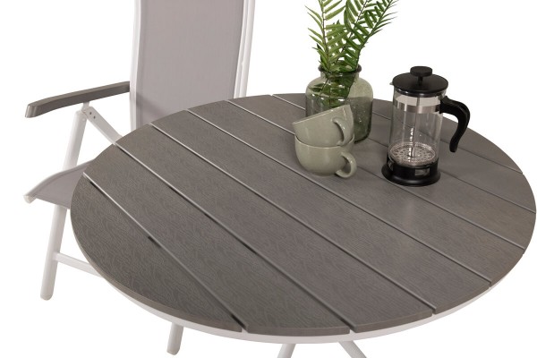 Parma & Albany matgrupp 1 bord + 2 pos.stolar vit/grå Venture Home