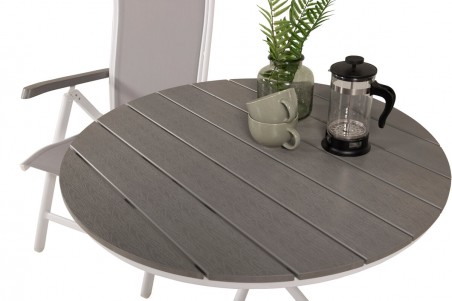 Parma & Albany matgrupp 1 bord + 2 pos.stolar vit/grå Venture Home